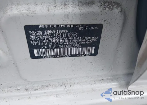 2016 Subaru Impreza 2.0I Premium из США, поврежденный, VIN JF1GJAF60GH022854